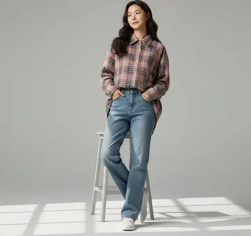차콜·그레이 톤 블라우스와 재킷 전신 코디 사진