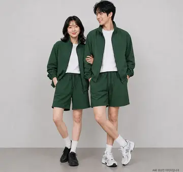 화이트·블랙 톤 반바지와 후드티 전신 코디 사진
