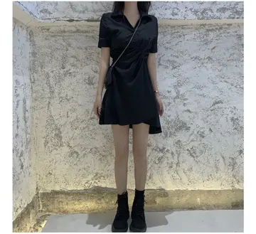 그레이·차콜 톤 원피스 전신 코디 사진