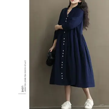 네이비 롱원피스 전신 코디 사진