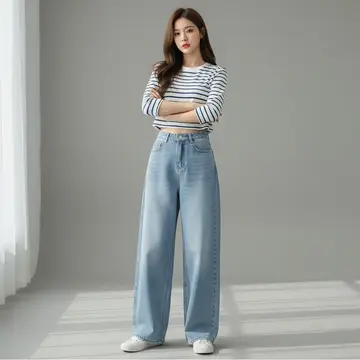 화이트·차콜 톤 슬랙스와 니트 전신 코디 사진