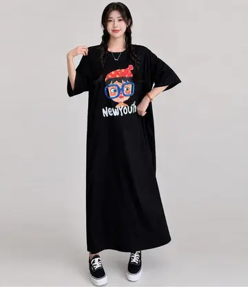 블랙 미디원피스 전신 코디 사진